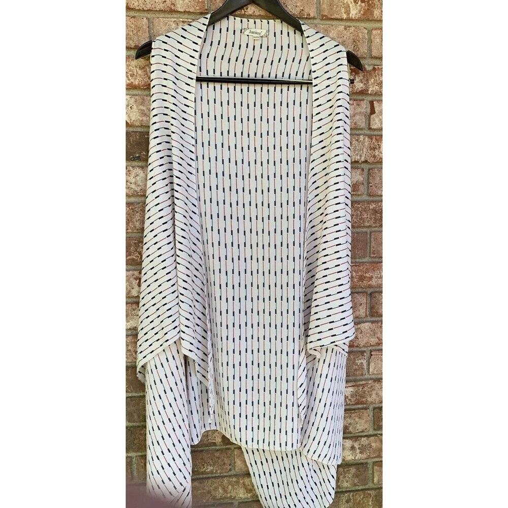 Janice‎ Cardigan Womens open front Lightweight Layering white blue red